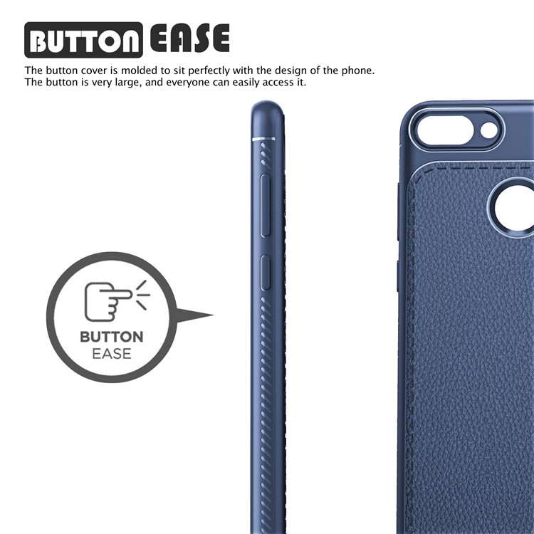 IVSO Gentry Series Litchi Texture Leather Coated TPU Casing for Huawei Honor 9i (2018) 5.84-inch - Dark Blue-4
