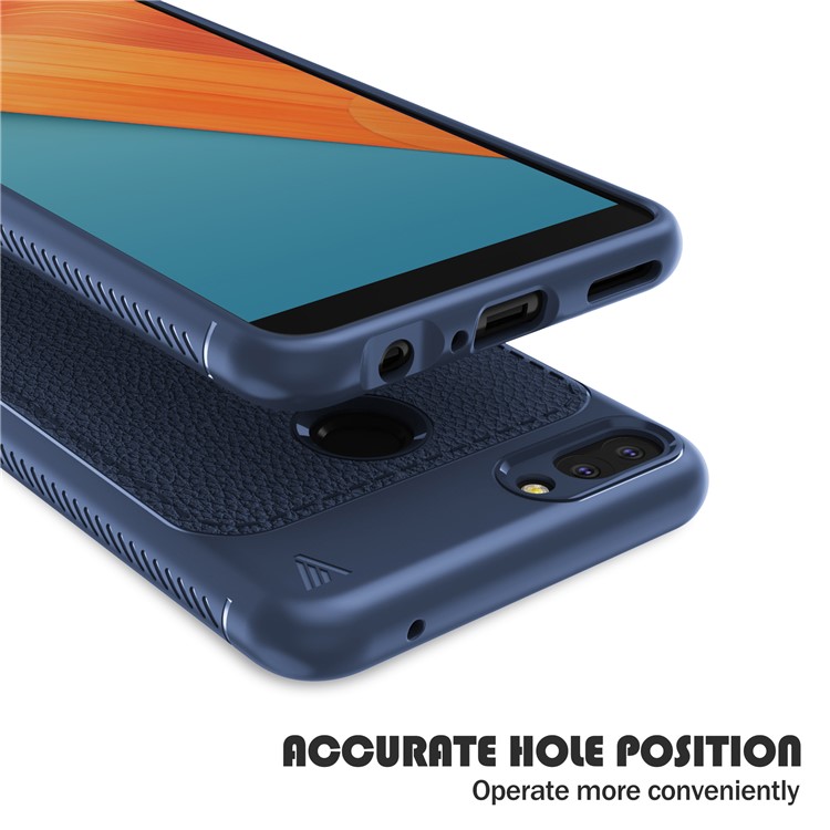 IVSO Gentry Series Litchi Texture Leather Coated TPU Casing for Huawei Honor 9i (2018) 5.84-inch - Dark Blue-5