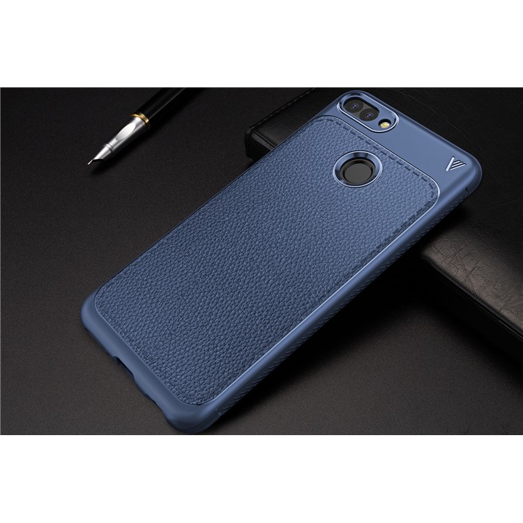 IVSO Gentry Series Litchi Texture Leather Coated TPU Casing for Huawei Honor 9i (2018) 5.84-inch - Dark Blue-7