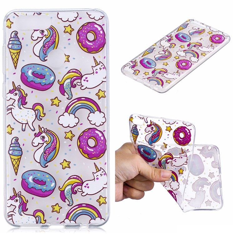 Pattern Printing IMD TPU Back Case for Huawei Honor 7X - Doughnuts and Unicorns-1