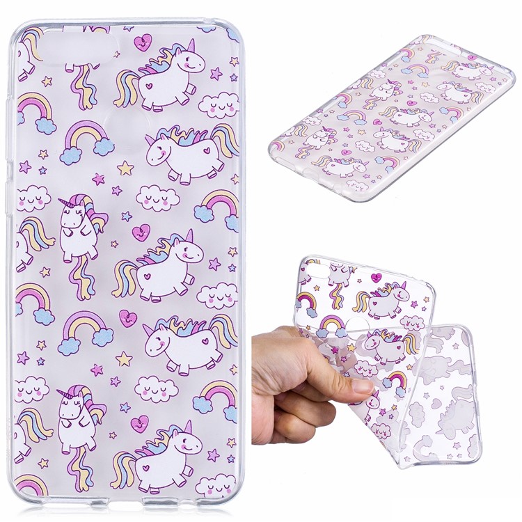 Pattern Printing IMD TPU Back Cover for Huawei Honor 7X - Lovely Unicorns-1