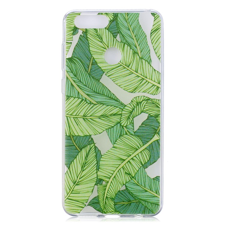 Pattern Printing IMD TPU Back Shell for Huawei Honor 7X - Green Leaves-2