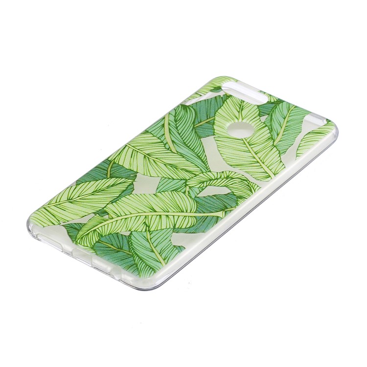 Pattern Printing IMD TPU Back Shell for Huawei Honor 7X - Green Leaves-4