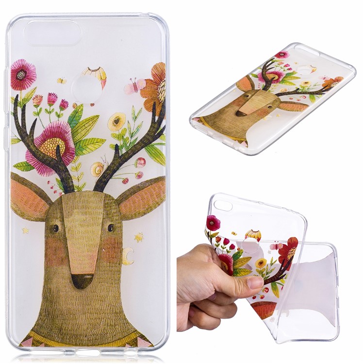 Pattern Printing IMD TPU Back Casing Cover for Huawei Honor 7X - Flowered Elk-1