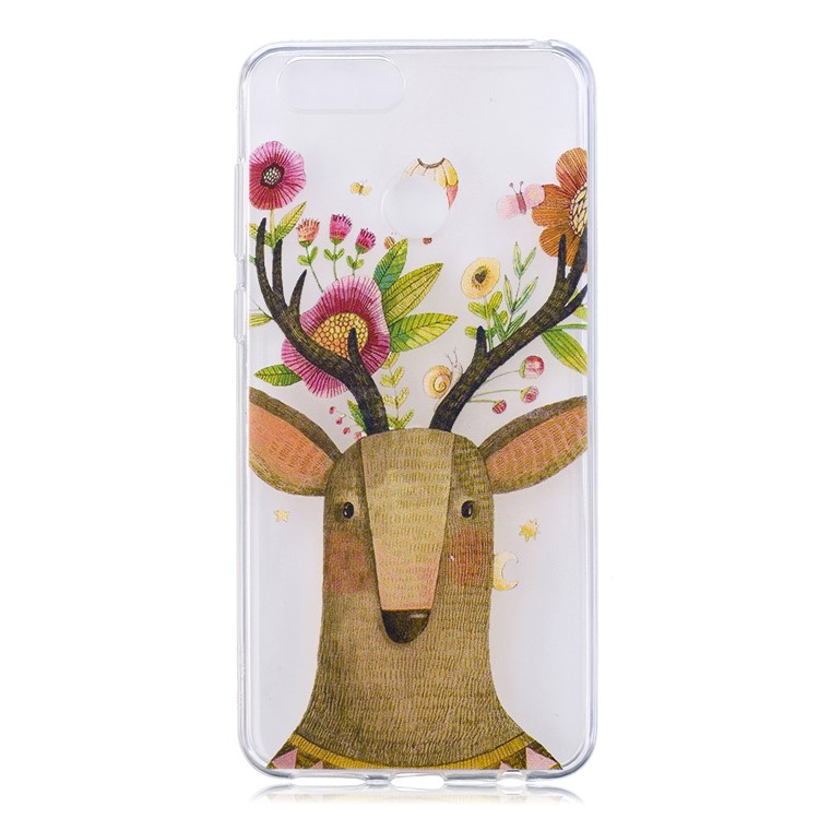 Pattern Printing IMD TPU Back Casing Cover for Huawei Honor 7X - Flowered Elk-3