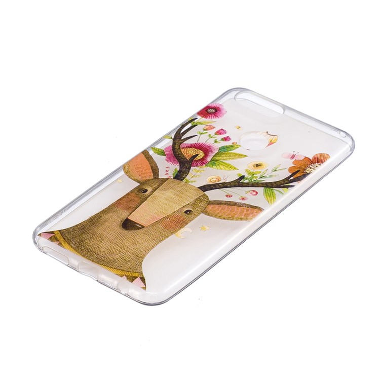 Pattern Printing IMD TPU Back Casing Cover for Huawei Honor 7X - Flowered Elk-5