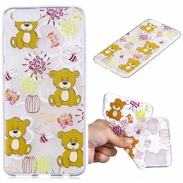 Pattern Printing IMD TPU Back Cellphone Case for Huawei Honor 7X - Brown Bear-1