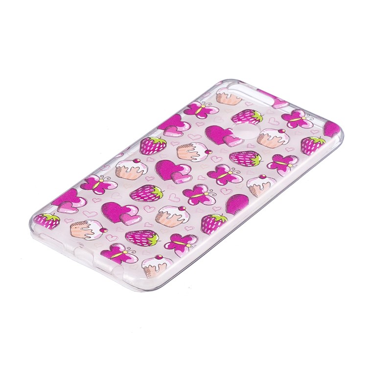 Pattern Printing IMD TPU Back Mobile Accessory Case for Huawei Honor 7X - Cake and Strawberry-3