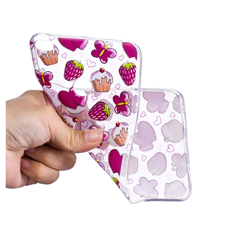 Pattern Printing IMD TPU Back Mobile Accessory Case for Huawei Honor 7X - Cake and Strawberry-5