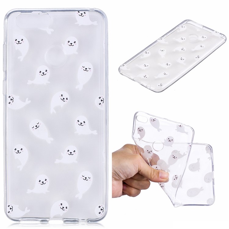 Pattern Printing IMD TPU Back Phone Protection Case for Huawei Honor 7X - Sea Lion-1