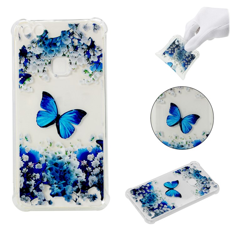 For Huawei P10 Lite Pattern Printing Soft TPU Case Accessory - Butterfly and Flower-1