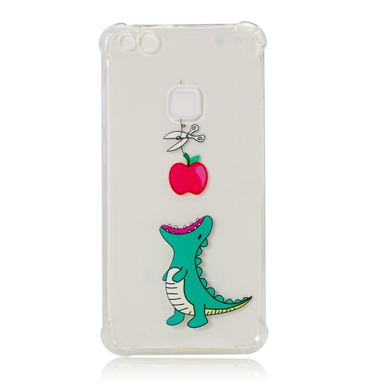 Patterned Flexible TPU Protective Shell Case for Huawei P10 Lite - Dinosaur Eating Apple-2