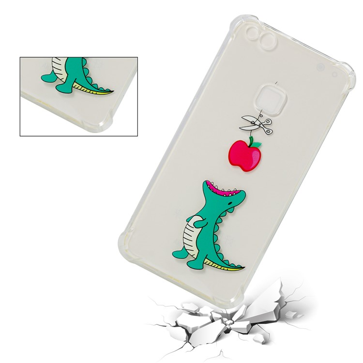 Patterned Flexible TPU Protective Shell Case for Huawei P10 Lite - Dinosaur Eating Apple-3