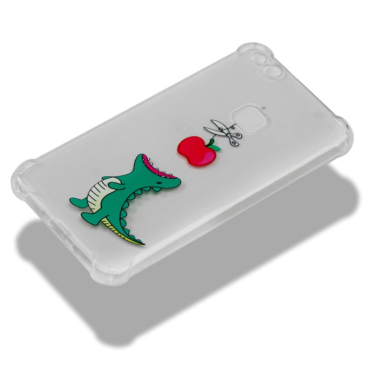 Patterned Flexible TPU Protective Shell Case for Huawei P10 Lite - Dinosaur Eating Apple-5