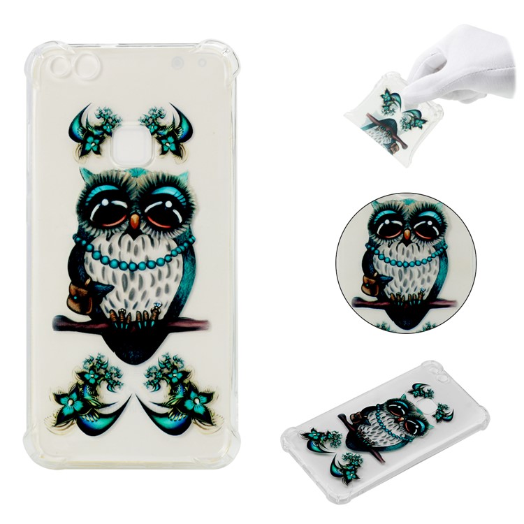 For Huawei P10 Lite Patterned Flexible TPU Lightweight Accessory Case - Blue Owl-1