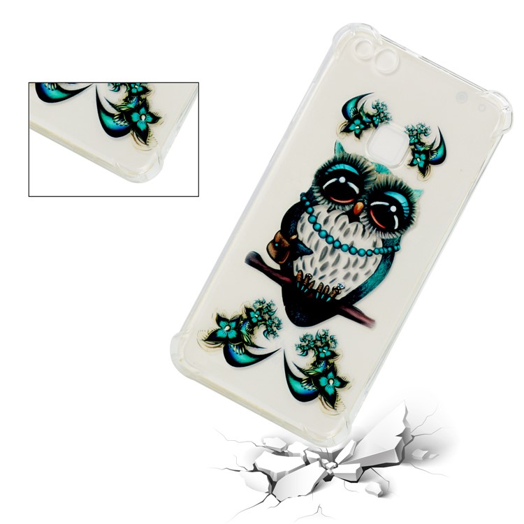 For Huawei P10 Lite Patterned Flexible TPU Lightweight Accessory Case - Blue Owl-3