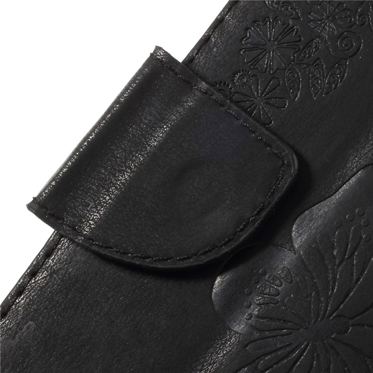 Imprint Butterfly Flower Wallet Stand Leather Case for Huawei Y7 Prime (2018)/Nova 2 Lite/Honor 7C/Enjoy 8 - Black-10