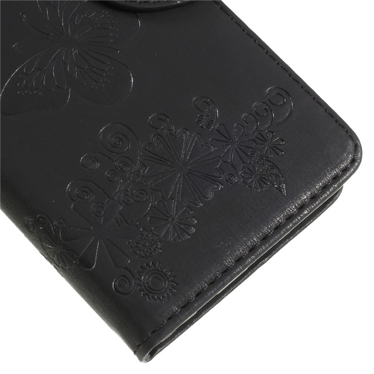 Imprint Butterfly Flower Wallet Stand Leather Case for Huawei Y7 Prime (2018)/Nova 2 Lite/Honor 7C/Enjoy 8 - Black-7