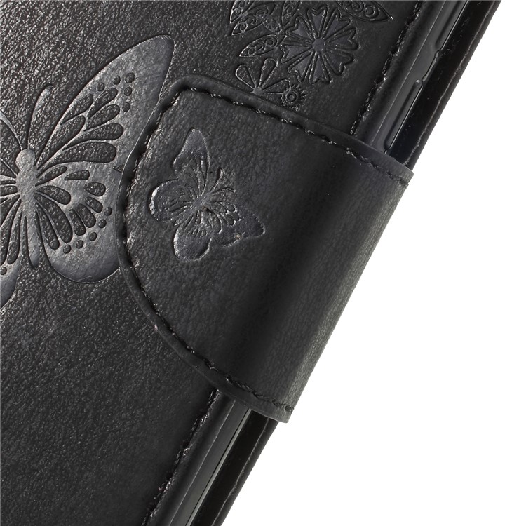 Imprint Butterfly Flower Wallet Stand Leather Case for Huawei Y7 Prime (2018)/Nova 2 Lite/Honor 7C/Enjoy 8 - Black-9