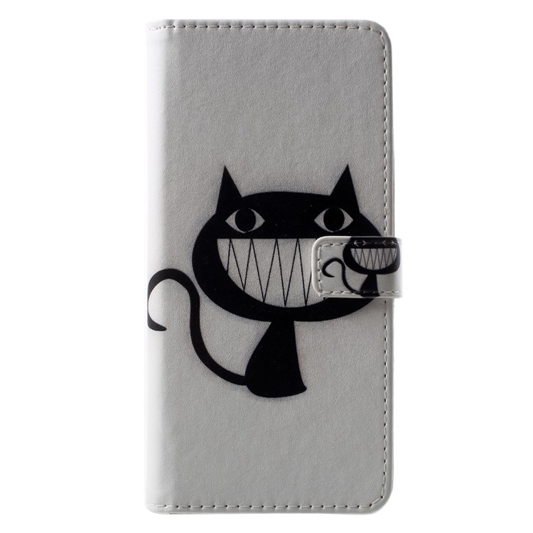 Pattern Printing PU Leather Stand Flip Cover for Huawei P Smart / Enjoy 7S - Black Cat-1