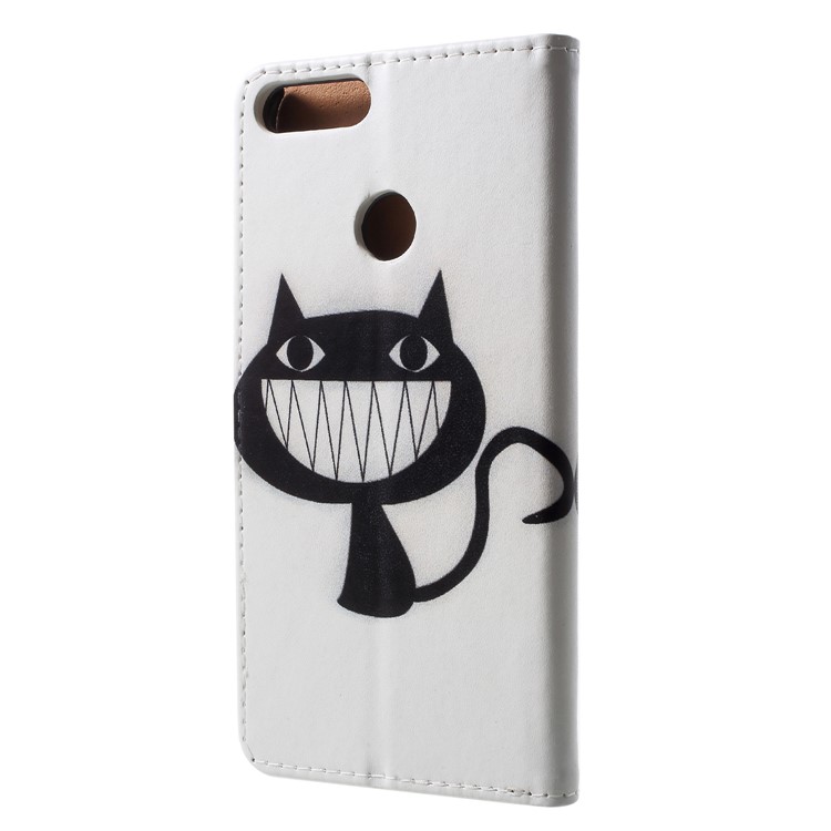 Pattern Printing PU Leather Stand Flip Cover for Huawei P Smart / Enjoy 7S - Black Cat-2
