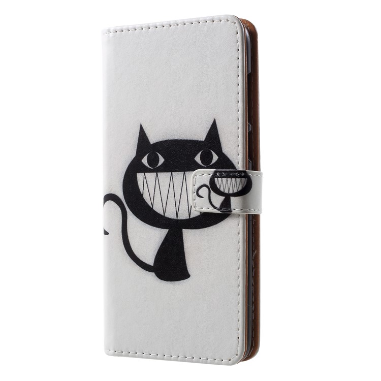 Pattern Printing PU Leather Stand Flip Cover for Huawei P Smart / Enjoy 7S - Black Cat-3