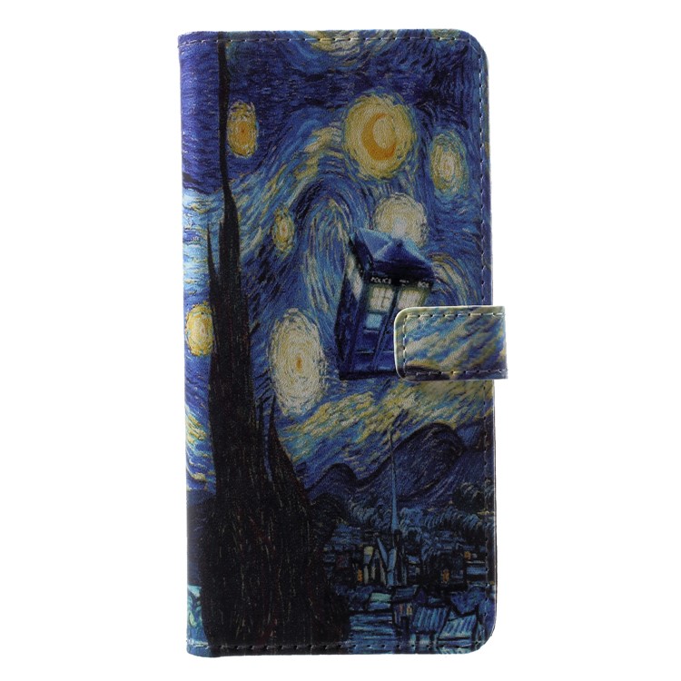 Pattern Printing PU Leather Stand Case for Huawei P Smart / Enjoy 7S - Oil Painting-1