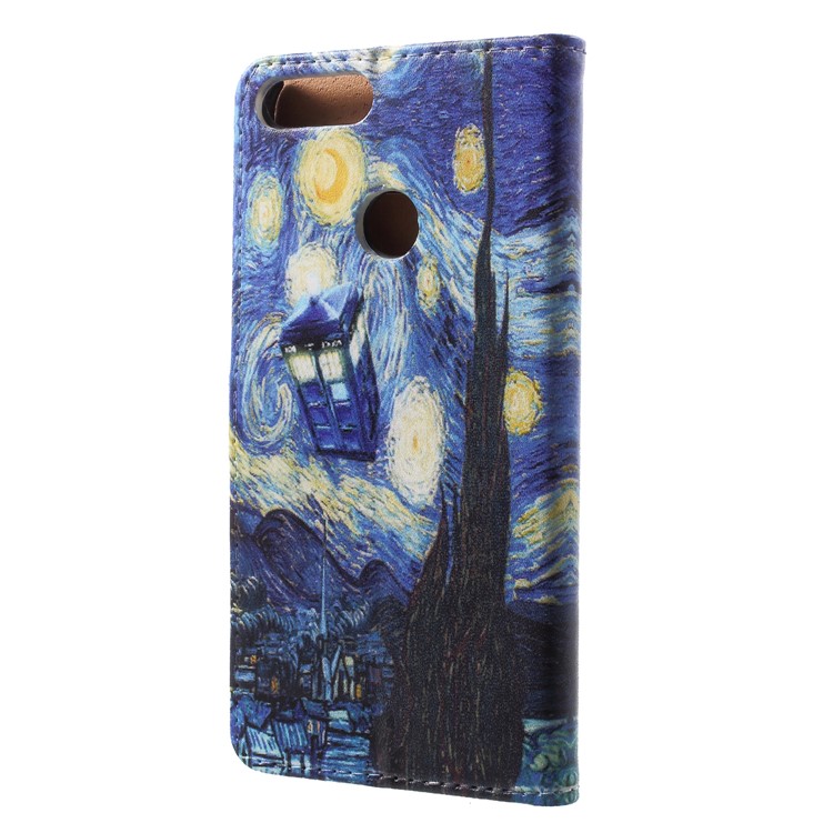Pattern Printing PU Leather Stand Case for Huawei P Smart / Enjoy 7S - Oil Painting-2
