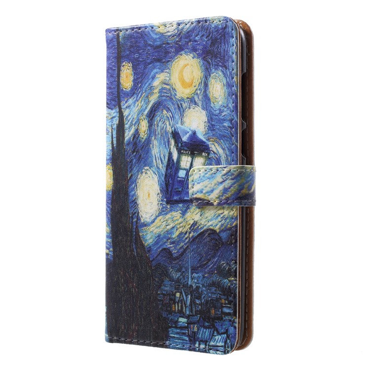 Pattern Printing PU Leather Stand Case for Huawei P Smart / Enjoy 7S - Oil Painting-3