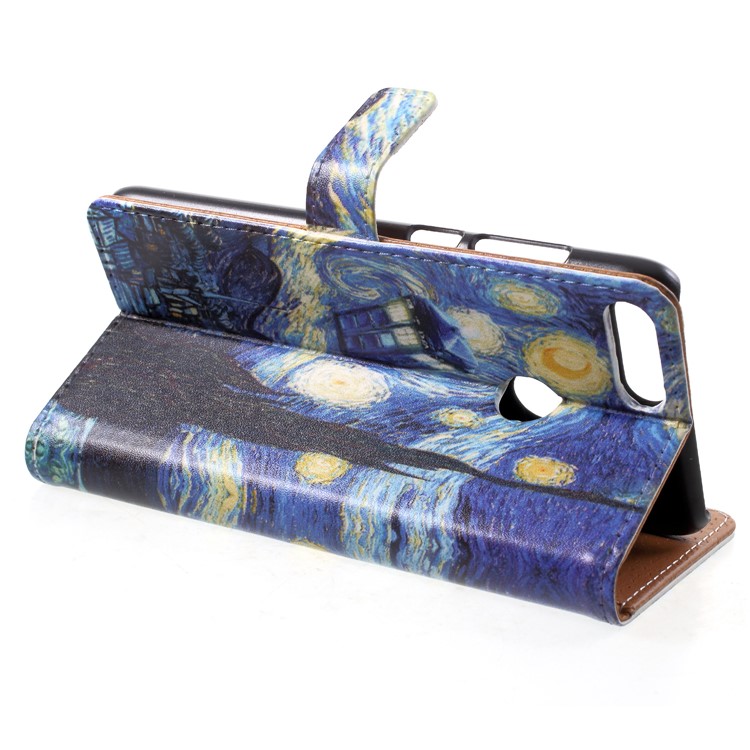 Pattern Printing PU Leather Stand Case for Huawei P Smart / Enjoy 7S - Oil Painting-4