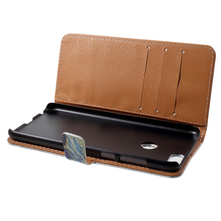 Pattern Printing PU Leather Stand Case for Huawei P Smart / Enjoy 7S - Oil Painting-6