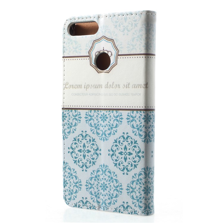 For Huawei P Smart / Enjoy 7S Patterned Leather Stand Cellphone Casing with Card Holders - Damask Flower-2