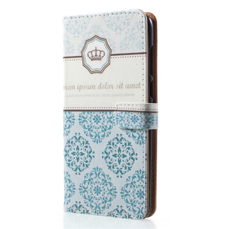 For Huawei P Smart / Enjoy 7S Patterned Leather Stand Cellphone Casing with Card Holders - Damask Flower-3