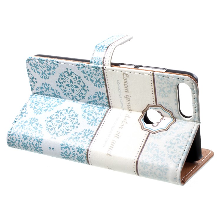 For Huawei P Smart / Enjoy 7S Patterned Leather Stand Cellphone Casing with Card Holders - Damask Flower-4