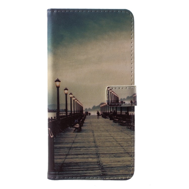 Patterned PU Leather Wallet Stand Magnetic Case for Huawei P Smart / Enjoy 7S - Dock at Sunset-1