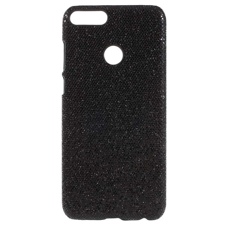 PU Leather Coated PC Phone Cover for Huawei P Smart/Enjoy 7S - Black Glittery Sequins-1
