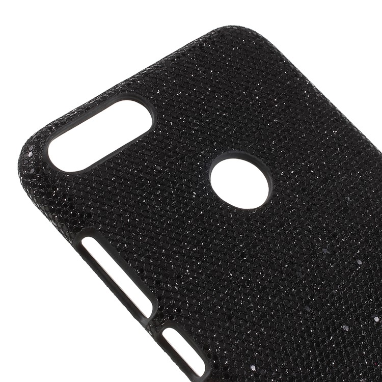 PU Leather Coated PC Phone Cover for Huawei P Smart/Enjoy 7S - Black Glittery Sequins-4