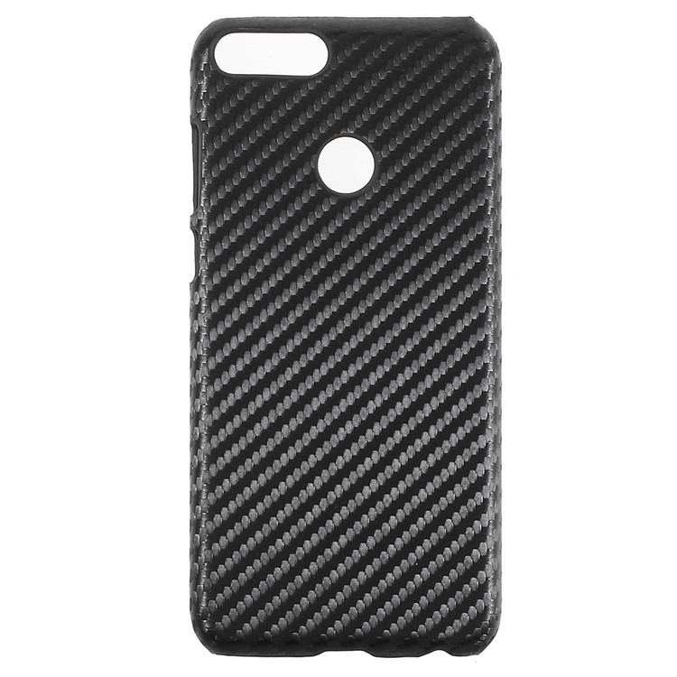 PU Leather Coated PC Phone Case for Huawei P Smart/Enjoy 7S - Carbon Fiber Texture-1