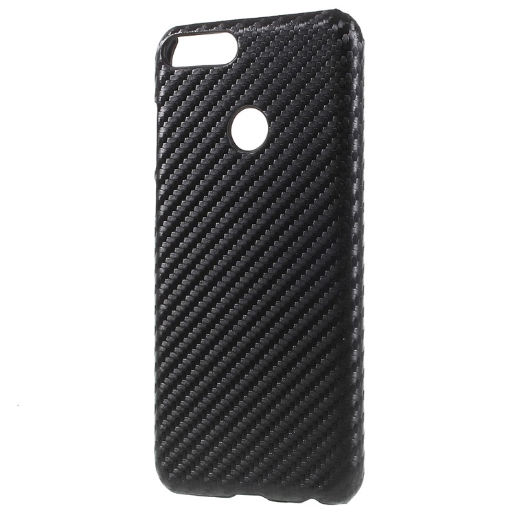 PU Leather Coated PC Phone Case for Huawei P Smart/Enjoy 7S - Carbon Fiber Texture-2