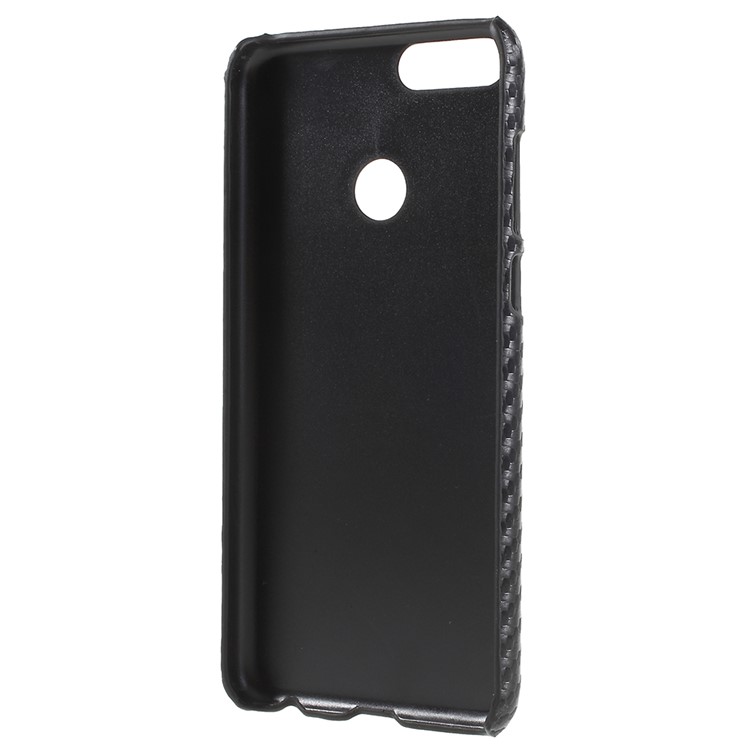 PU Leather Coated PC Phone Case for Huawei P Smart/Enjoy 7S - Carbon Fiber Texture-3