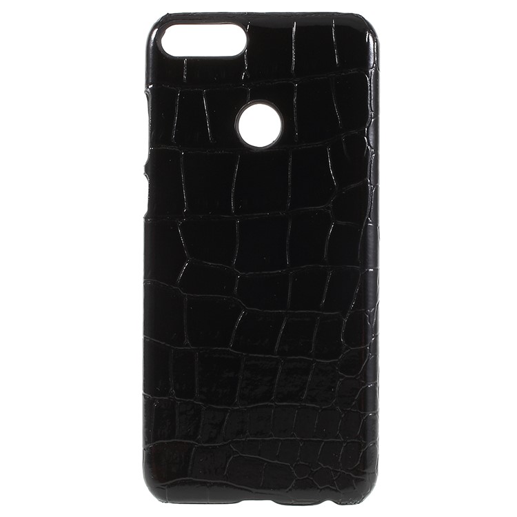 PU Leather Coated PC Phone Shell for Huawei P Smart/Enjoy 7S - Black Crocodile Texture-1