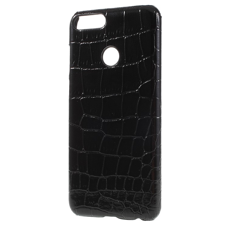 PU Leather Coated PC Phone Shell for Huawei P Smart/Enjoy 7S - Black Crocodile Texture-2