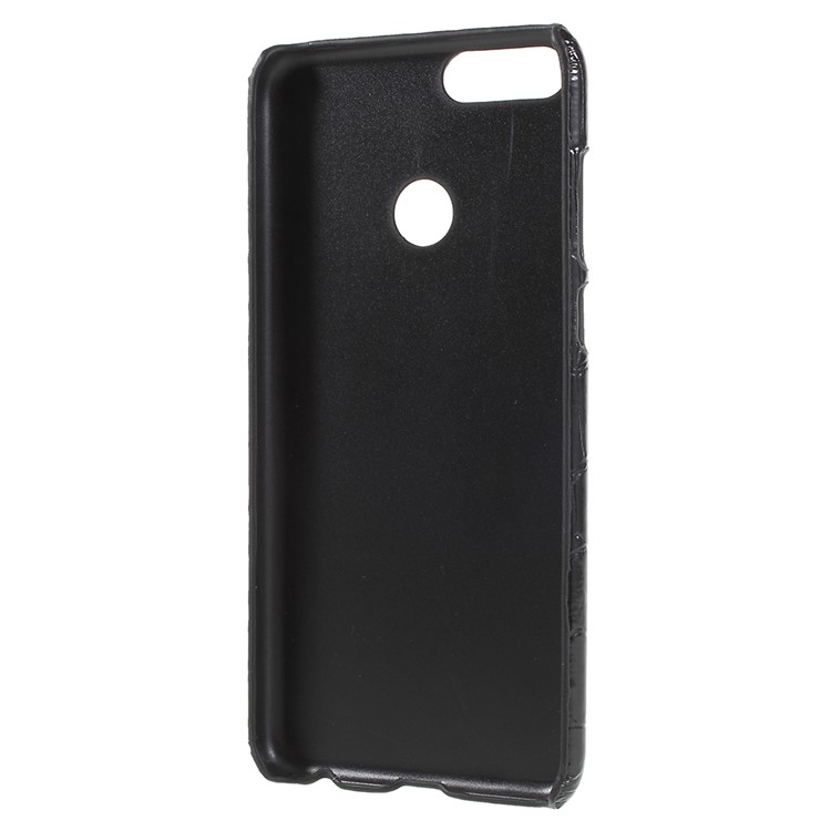 PU Leather Coated PC Phone Shell for Huawei P Smart/Enjoy 7S - Black Crocodile Texture-3