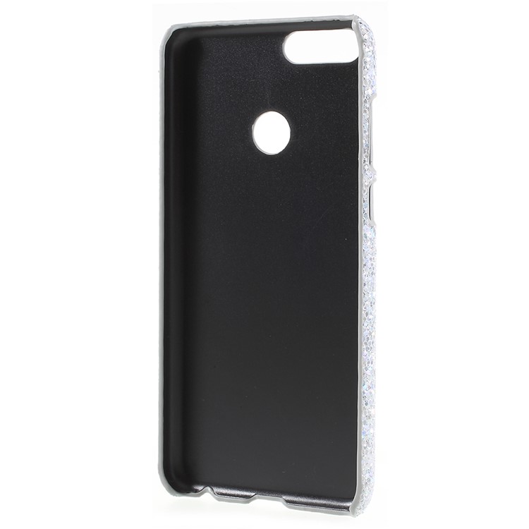 PU Leather Coated PC Phone Casing for Huawei P Smart/Enjoy 7S - Silver Glittery Sequins-3