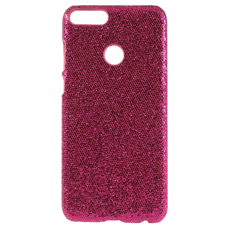 PU Leather Coated PC Mobile Phone Cover for Huawei P Smart/Enjoy 7S - Rose Glittery Sequins-1