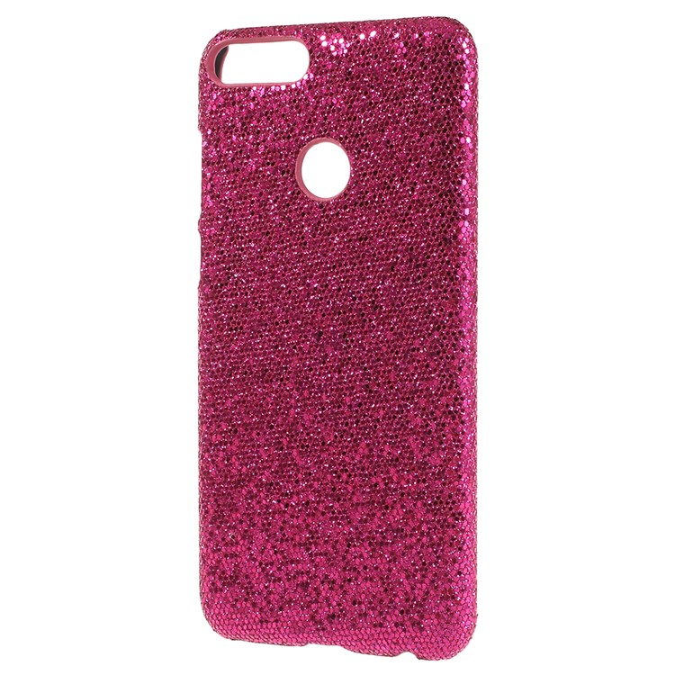 PU Leather Coated PC Mobile Phone Cover for Huawei P Smart/Enjoy 7S - Rose Glittery Sequins-2