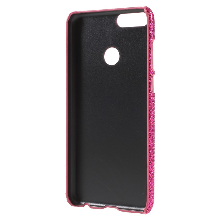 PU Leather Coated PC Mobile Phone Cover for Huawei P Smart/Enjoy 7S - Rose Glittery Sequins-3
