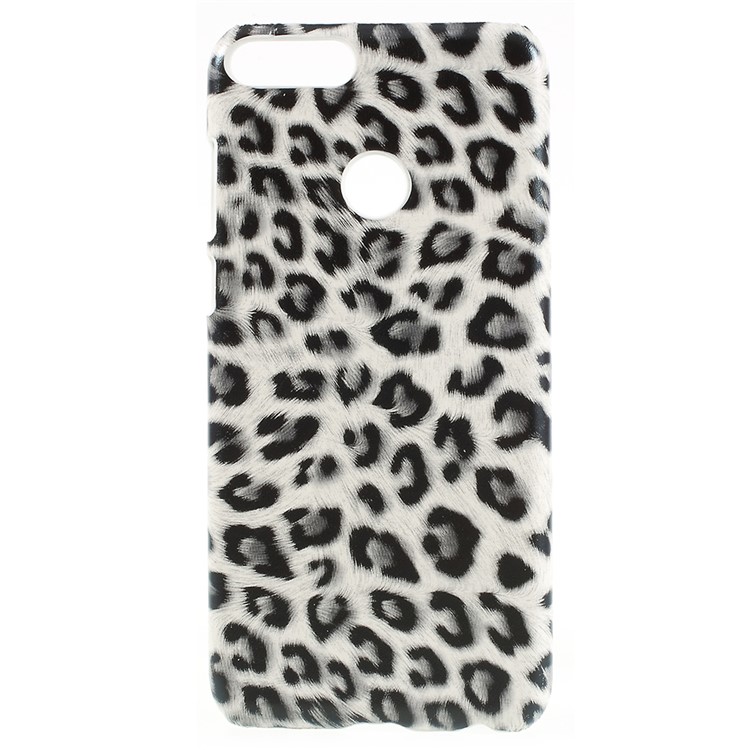 PU Leather Coated Plastic Phone Cover for Huawei P Smart/Enjoy 7S - Leopard Texture-1