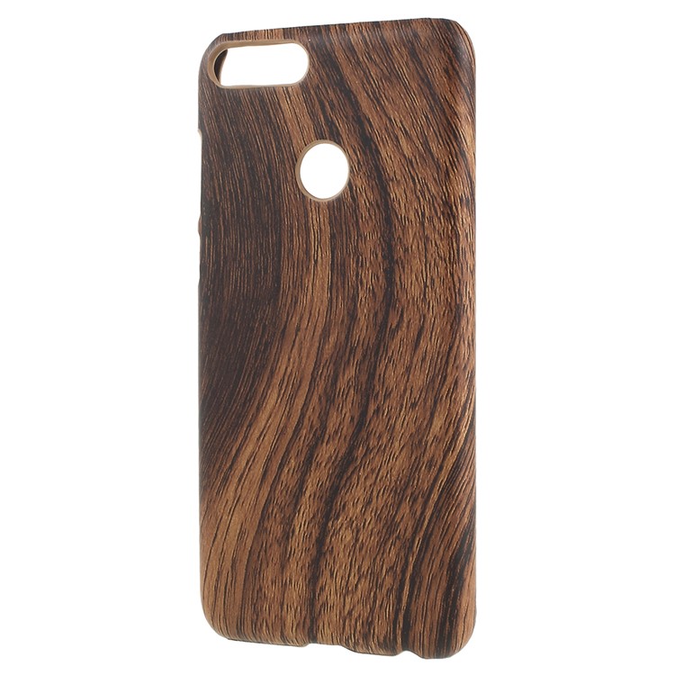 PU Leather Coated Plastic Mobile Phone Cover for Huawei P Smart/Enjoy 7S - Wood Texture-2