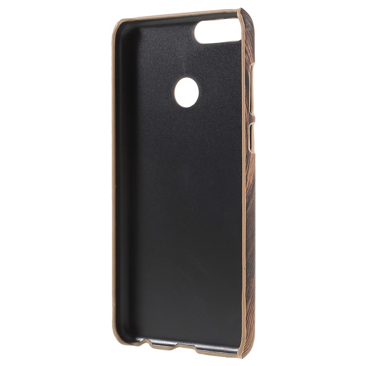PU Leather Coated Plastic Mobile Phone Cover for Huawei P Smart/Enjoy 7S - Wood Texture-3